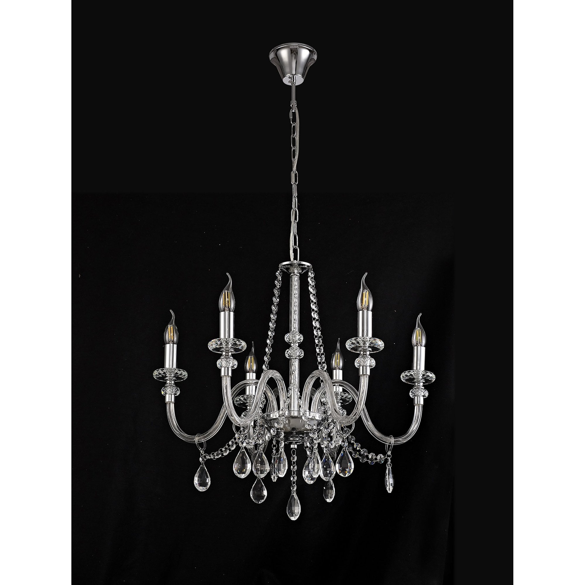 NL74209 Glastonbury Chandelier Pendant 6 Light Polished Chrome/Clear Glass/Crystal