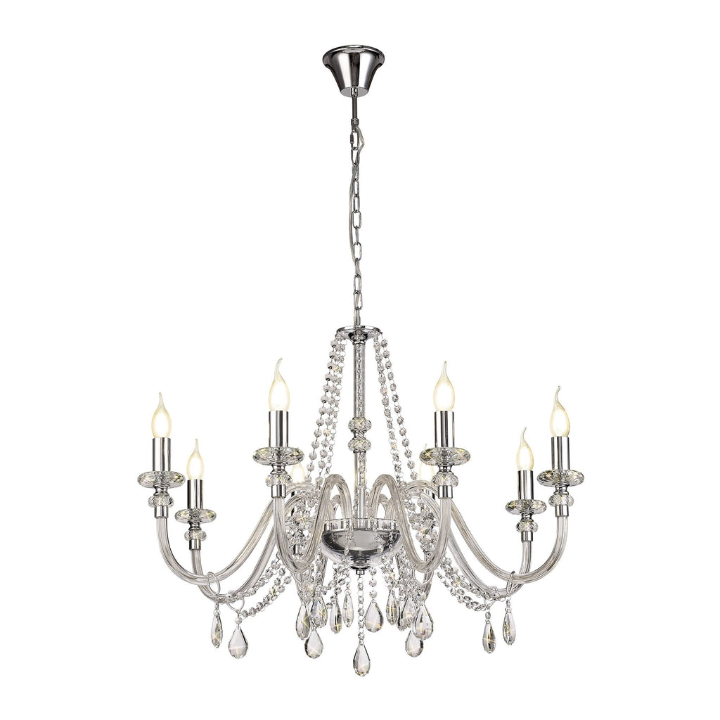NL74219 Glastonbury Chandelier Pendant 8 Light Polished Chrome/Clear Glass/Crystal