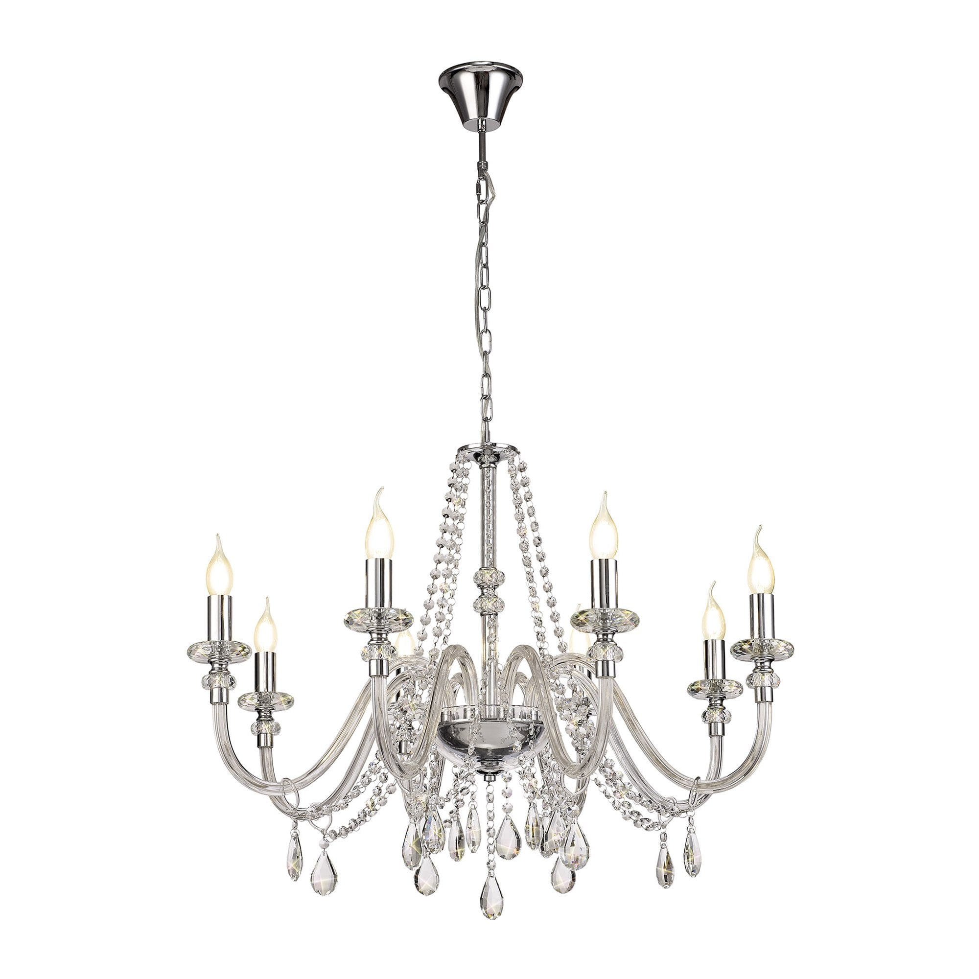NL74219 Glastonbury Chandelier Pendant 8 Light Polished Chrome/Clear Glass/Crystal