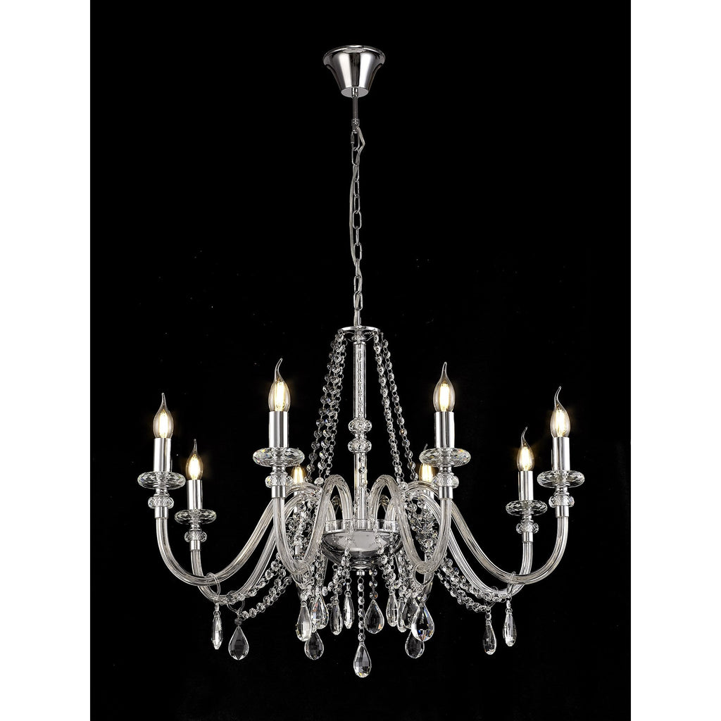 NL74219 Glastonbury Chandelier Pendant 8 Light Polished Chrome/Clear Glass/Crystal