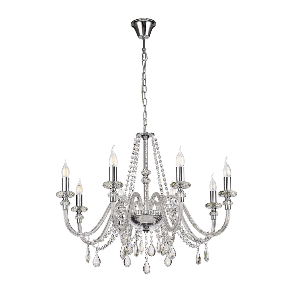 NL74219 Glastonbury Chandelier Pendant 8 Light Polished Chrome/Clear Glass/Crystal
