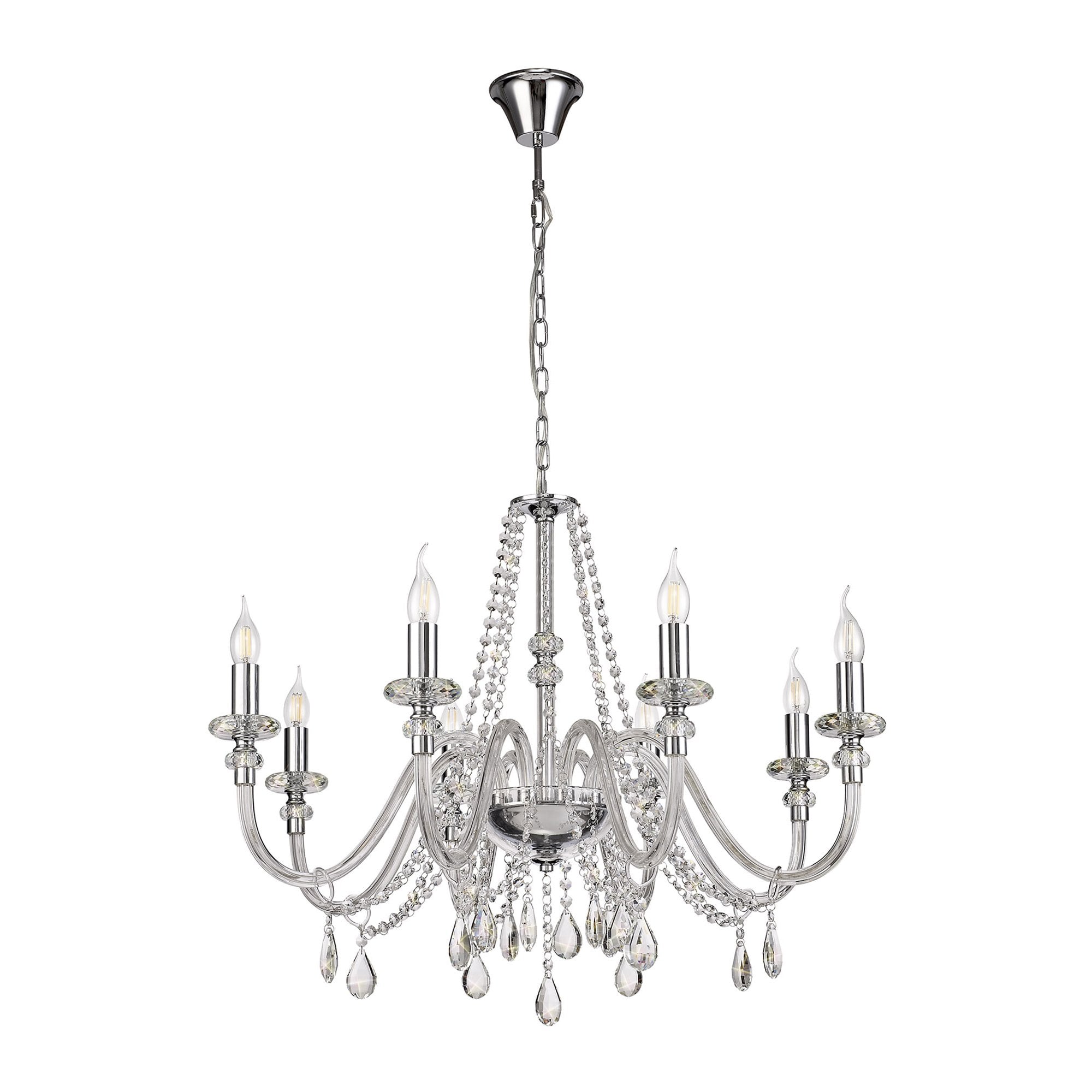 NL74219 Glastonbury Chandelier Pendant 8 Light Polished Chrome/Clear Glass/Crystal