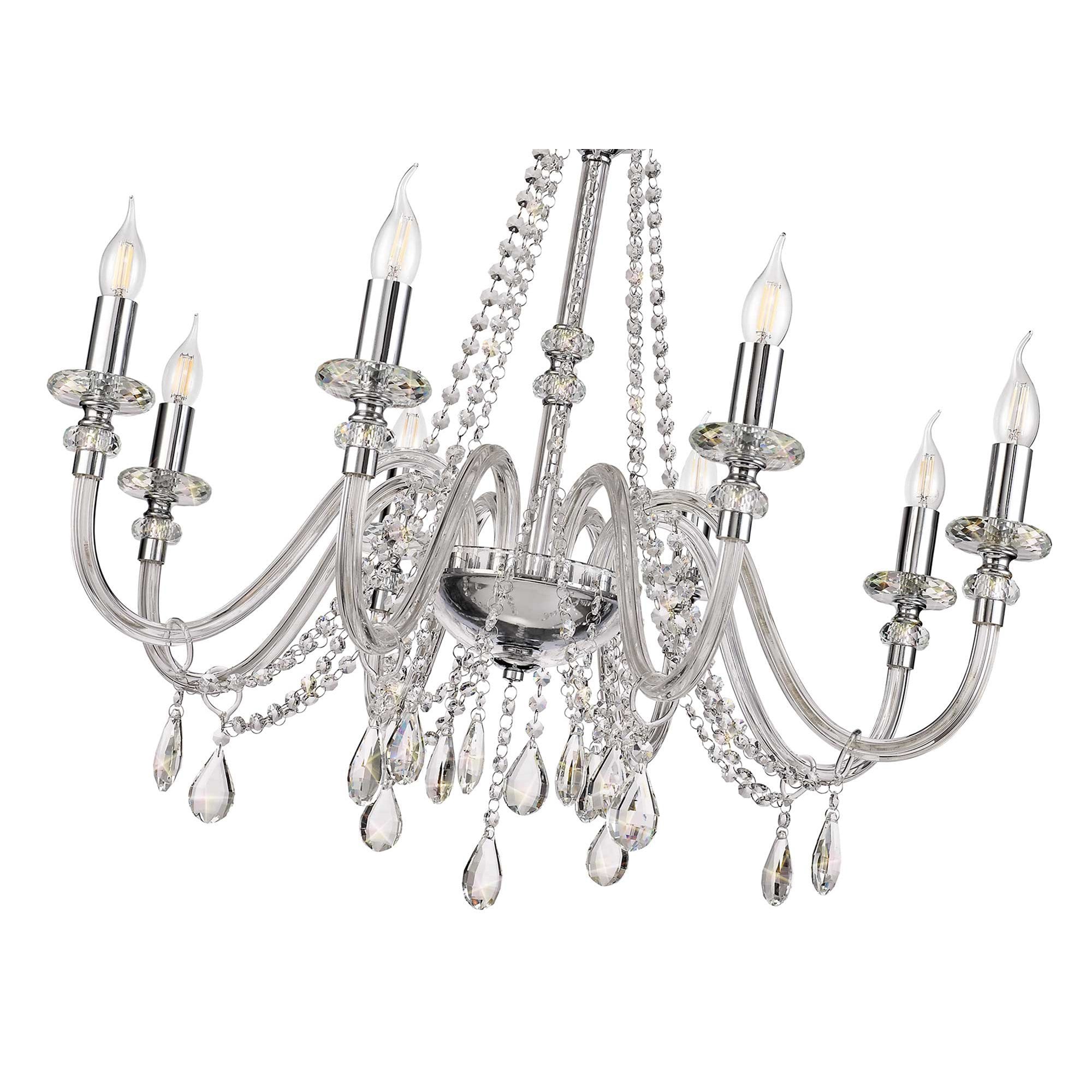 NL74219 Glastonbury Chandelier Pendant 8 Light Polished Chrome/Clear Glass/Crystal