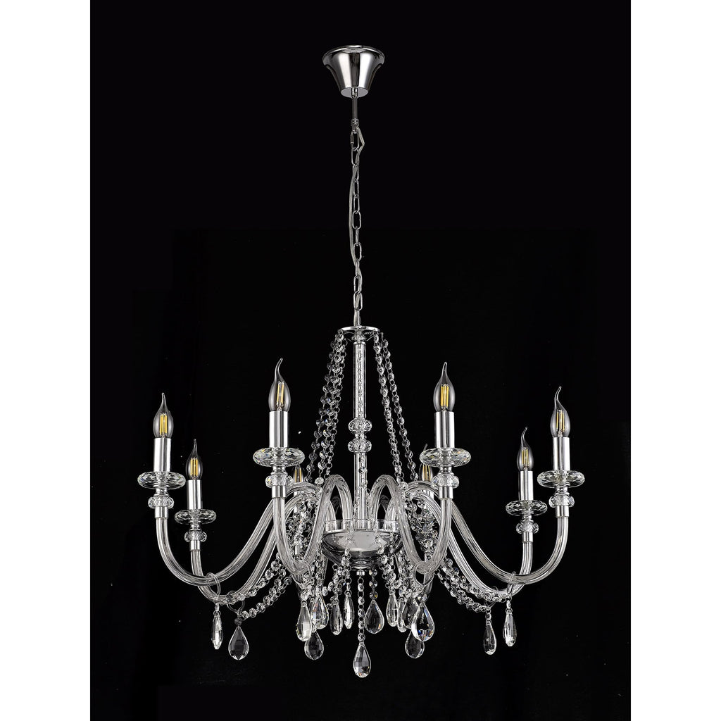 NL74219 Glastonbury Chandelier Pendant 8 Light Polished Chrome/Clear Glass/Crystal