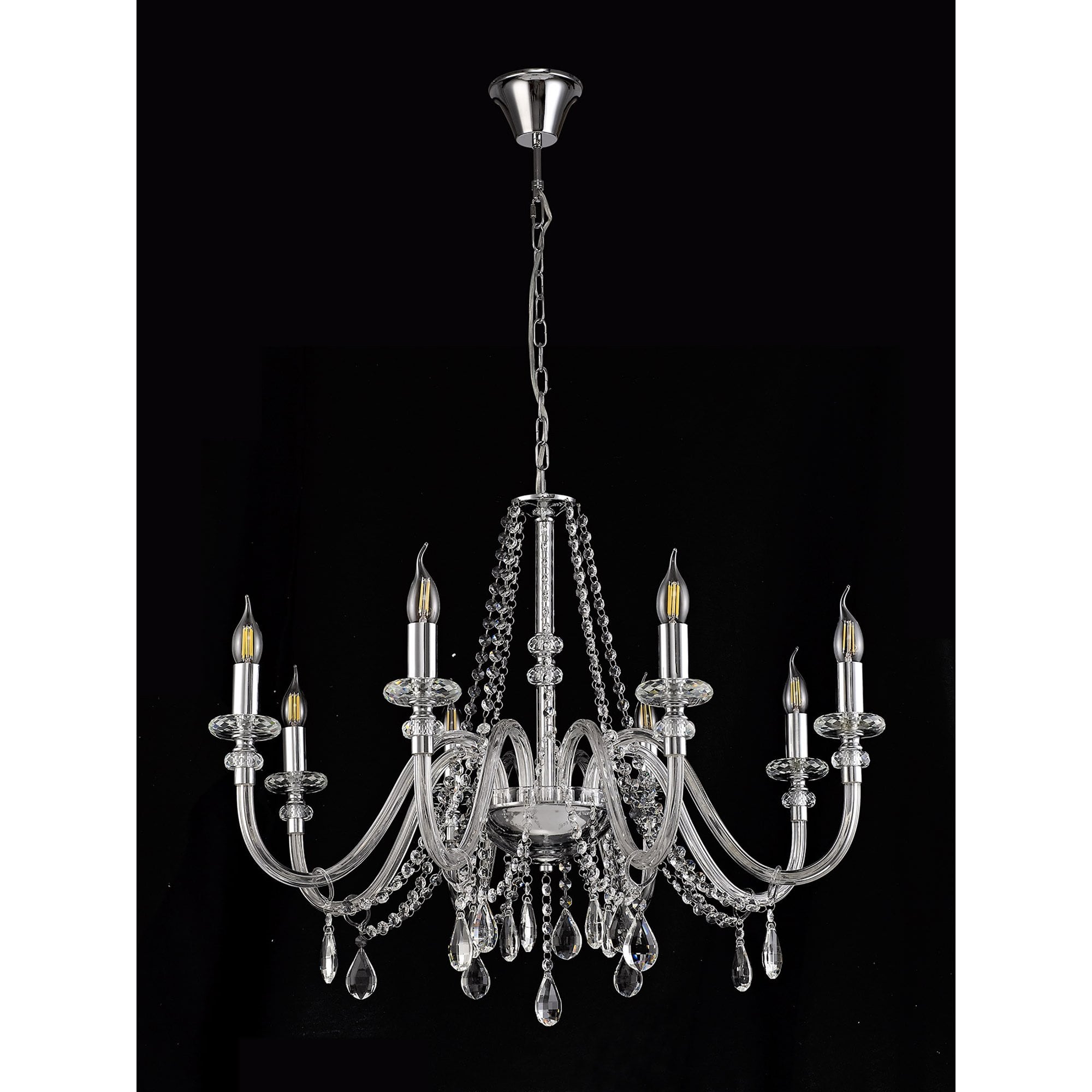 NL74219 Glastonbury Chandelier Pendant 8 Light Polished Chrome/Clear Glass/Crystal
