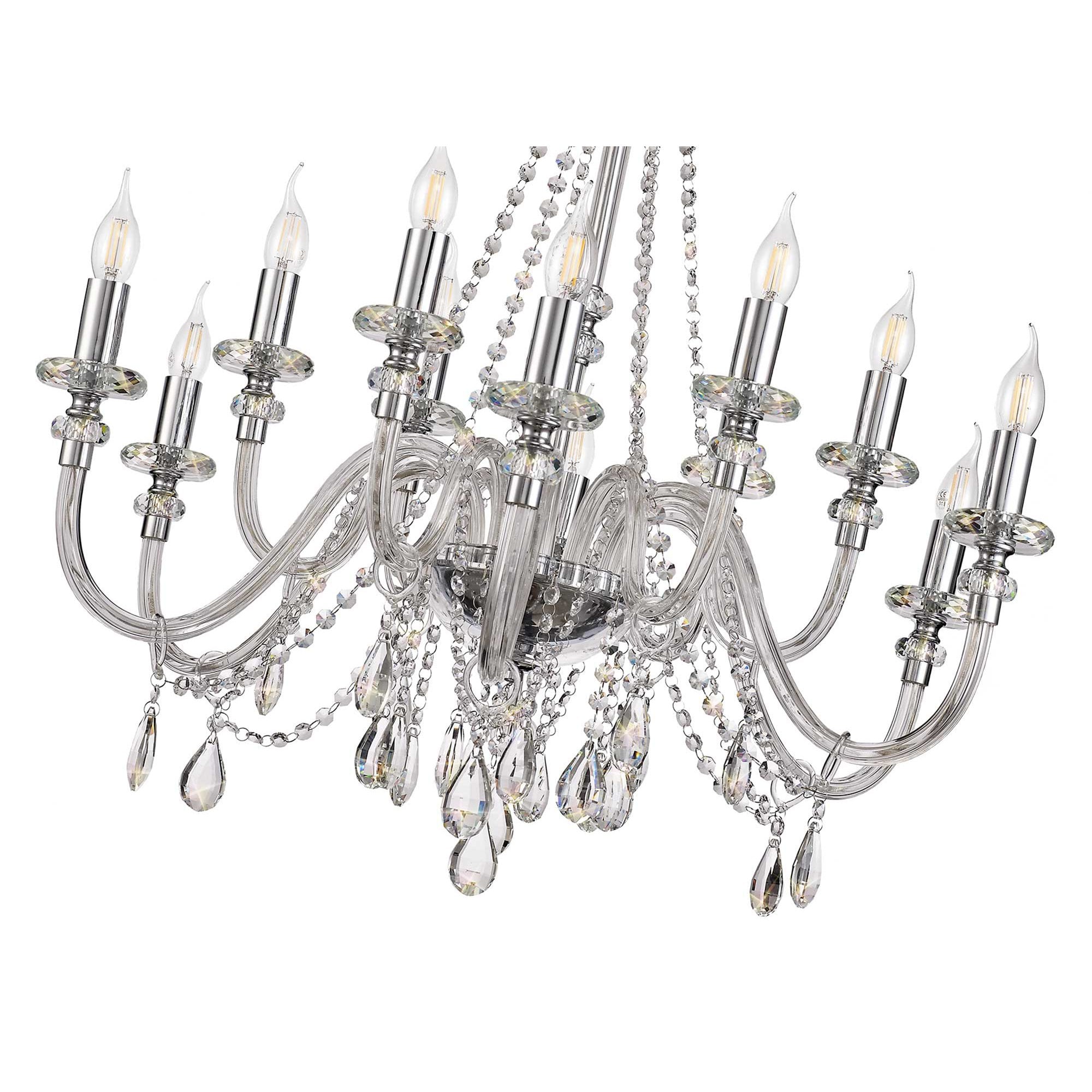 NL74229 Glastonbury Chandelier Pendant 12 Light Polished Chrome/Clear Glass/Crystal