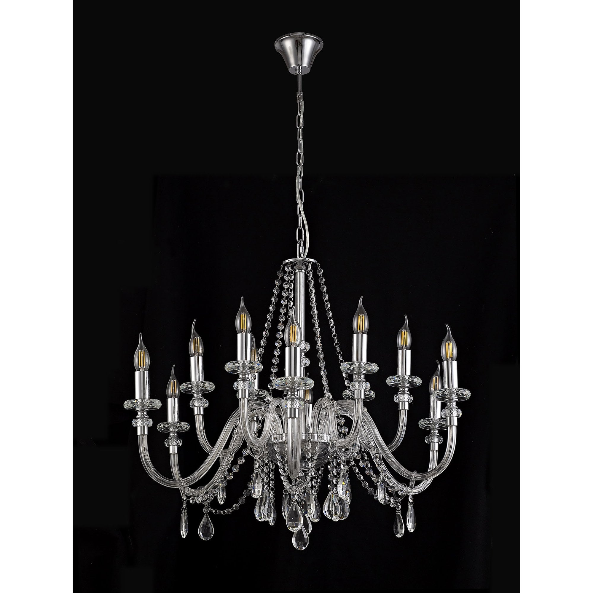 NL74229 Glastonbury Chandelier Pendant 12 Light Polished Chrome/Clear Glass/Crystal