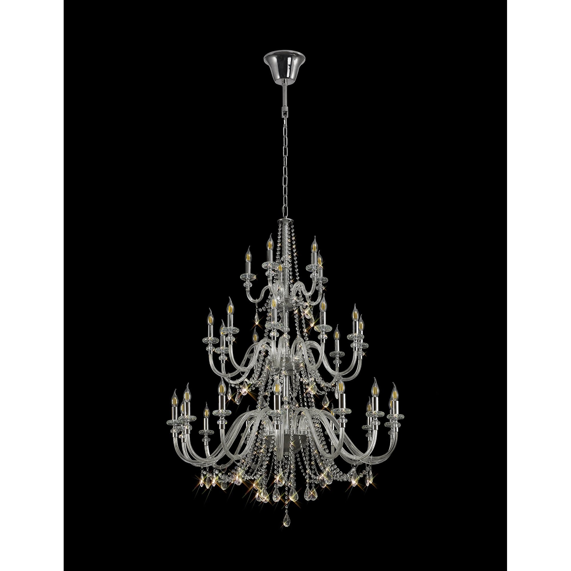 NL82609 Glastonbury Chandelier Pendant 29 Light Polished Chrome/Clear Glass/Crystal