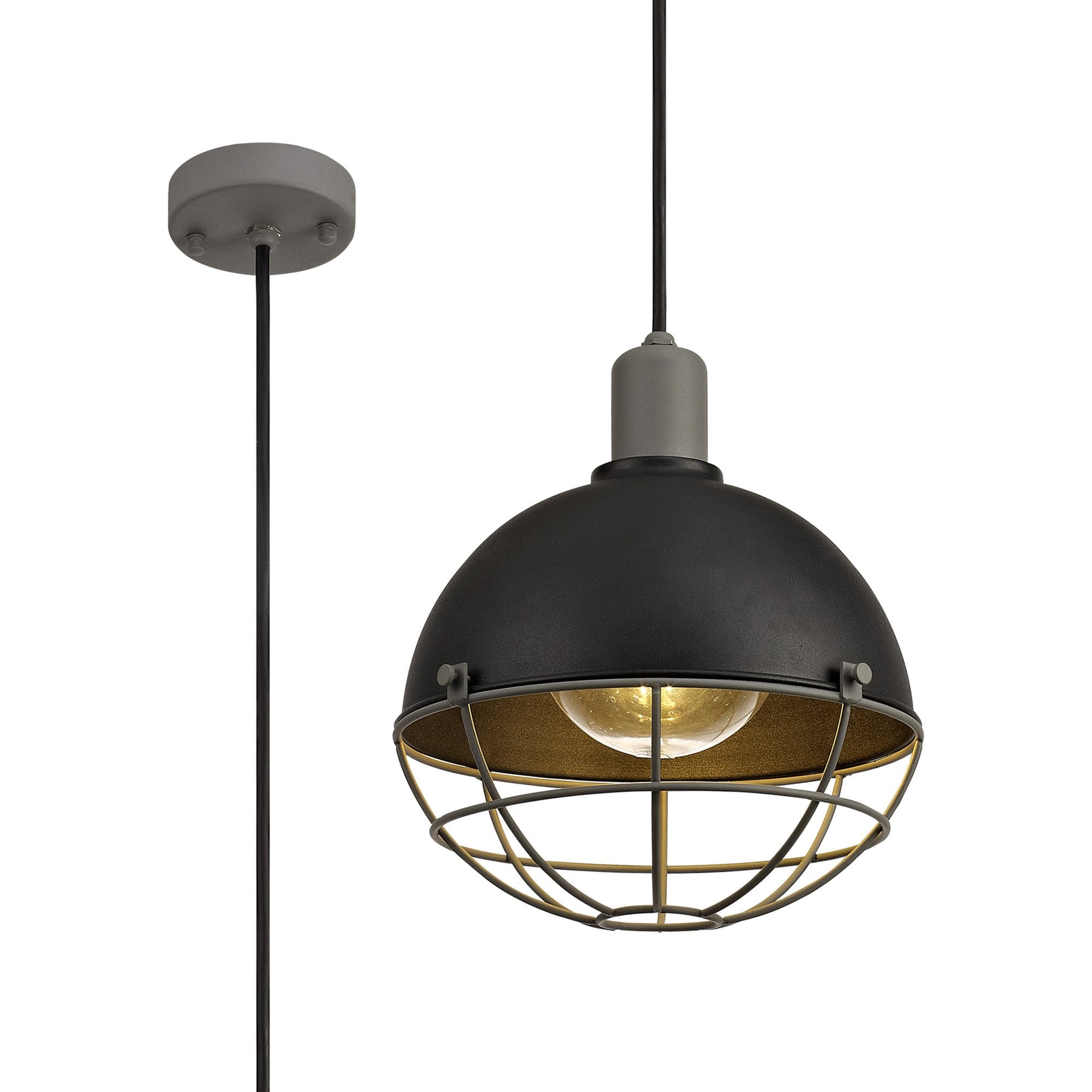 Grobler Outdoor Pendant 1 Light Matt Black/Grey