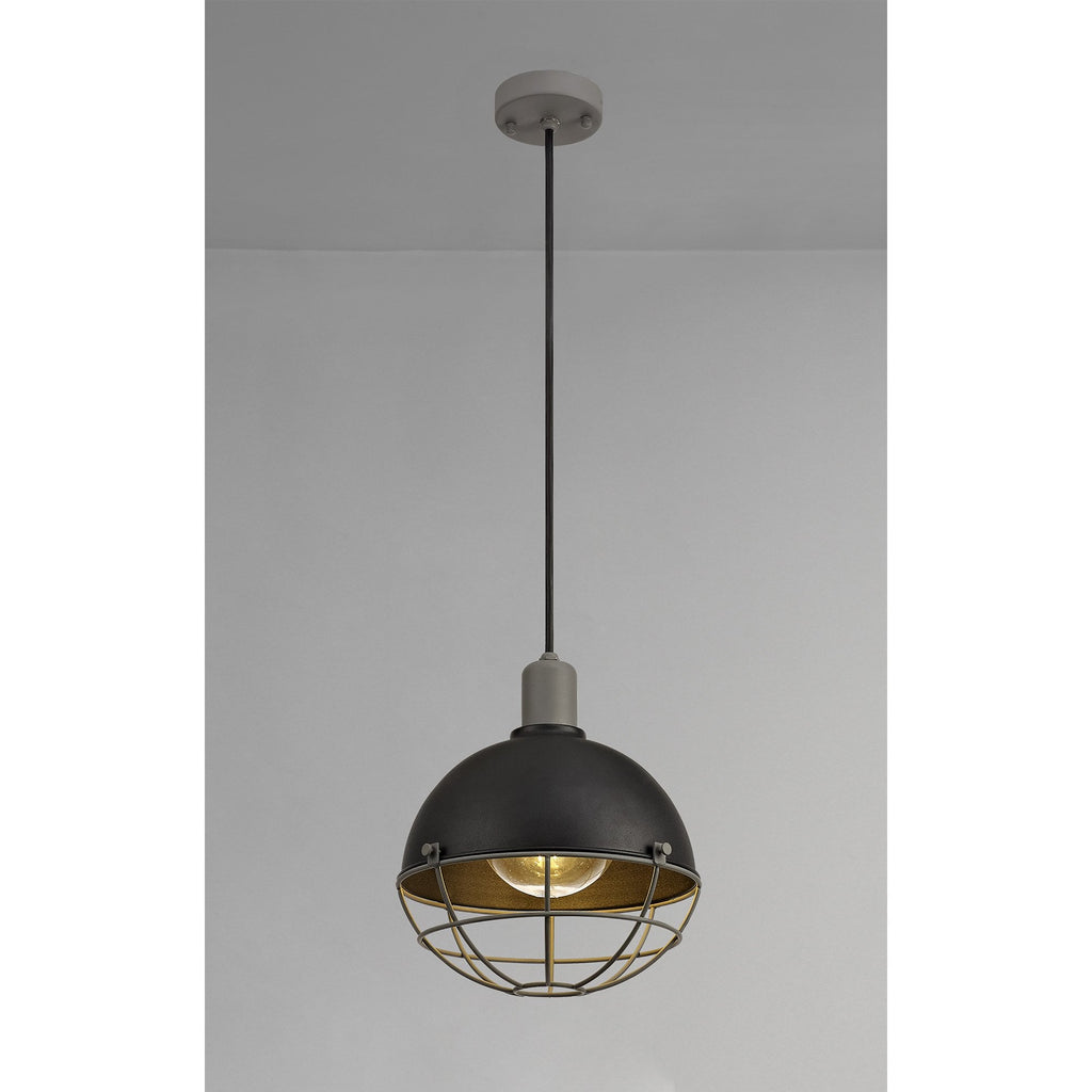 NL78509 Grobler Outdoor Pendant 1 Light Matt Black/Grey