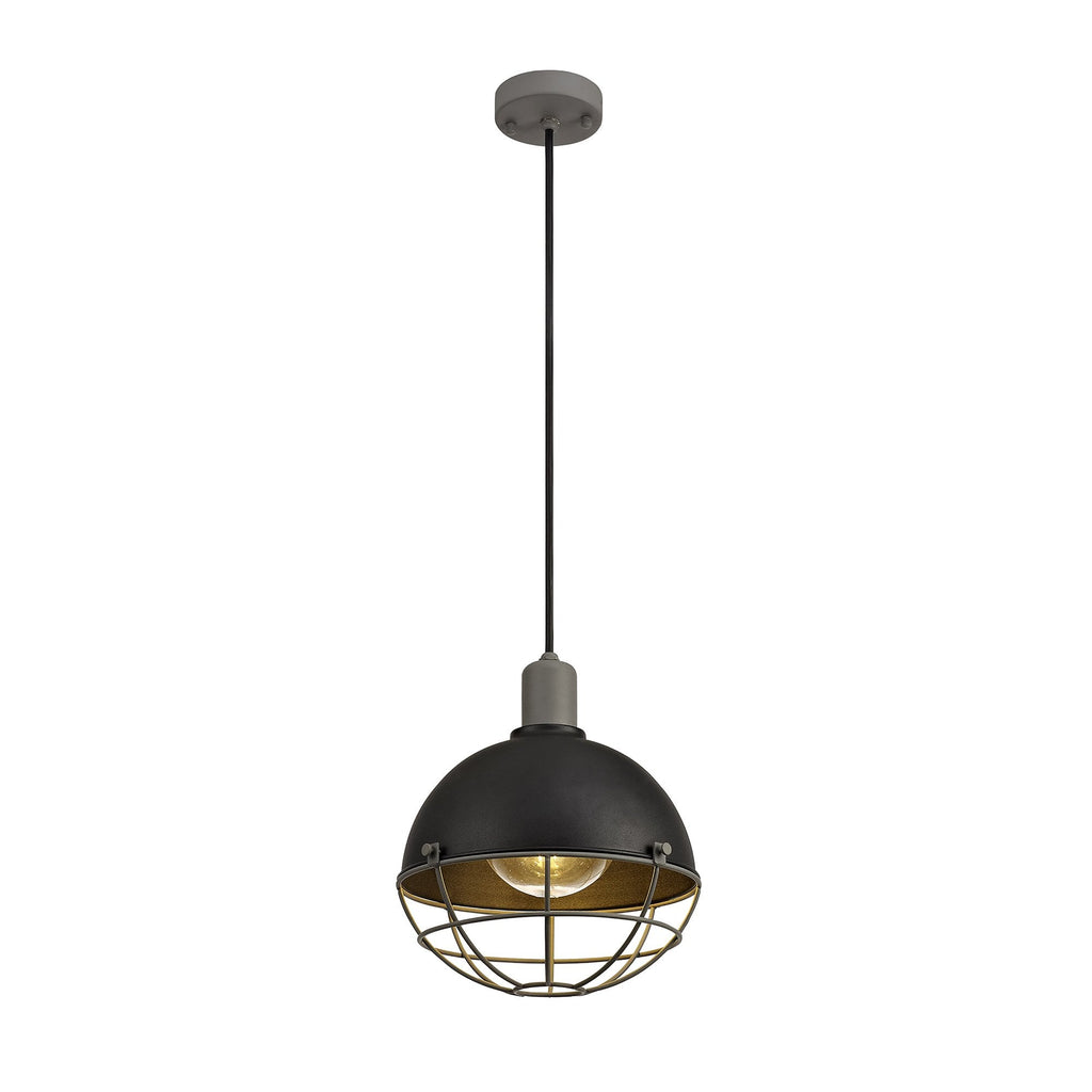 NL78509 Grobler Outdoor Pendant 1 Light Matt Black/Grey