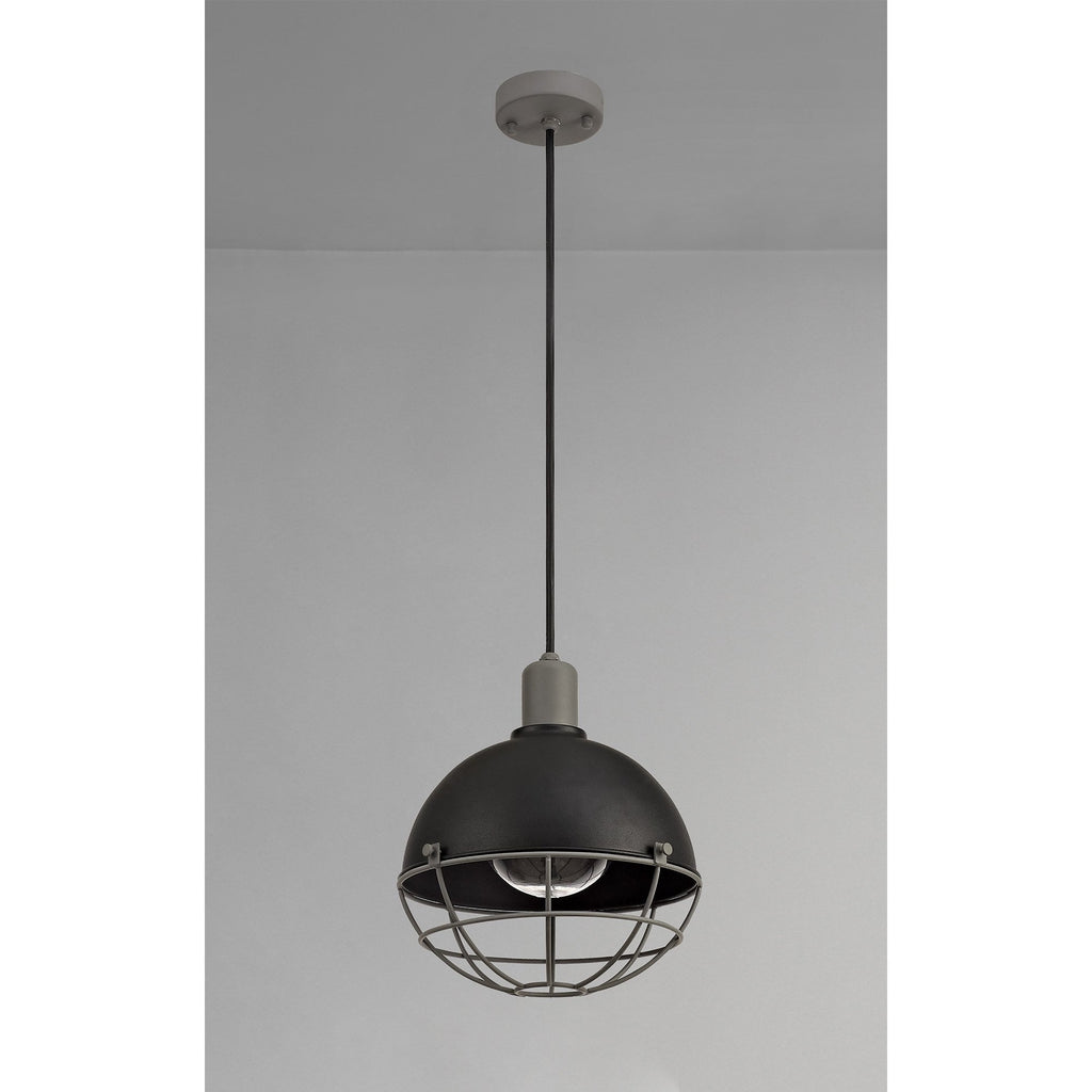 NL78509 Grobler Outdoor Pendant 1 Light Matt Black/Grey