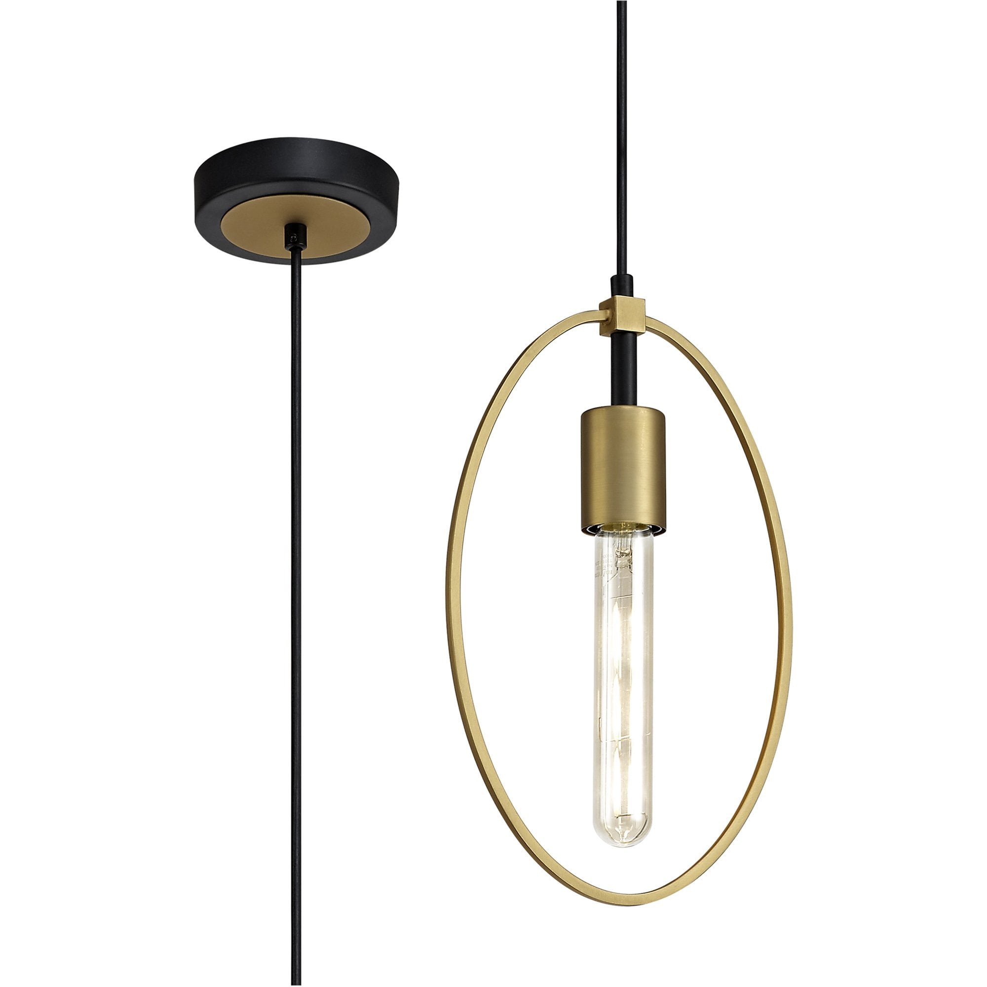 NL74109 Hava Single Small Circle Pendant Sand Gold/Matt Black