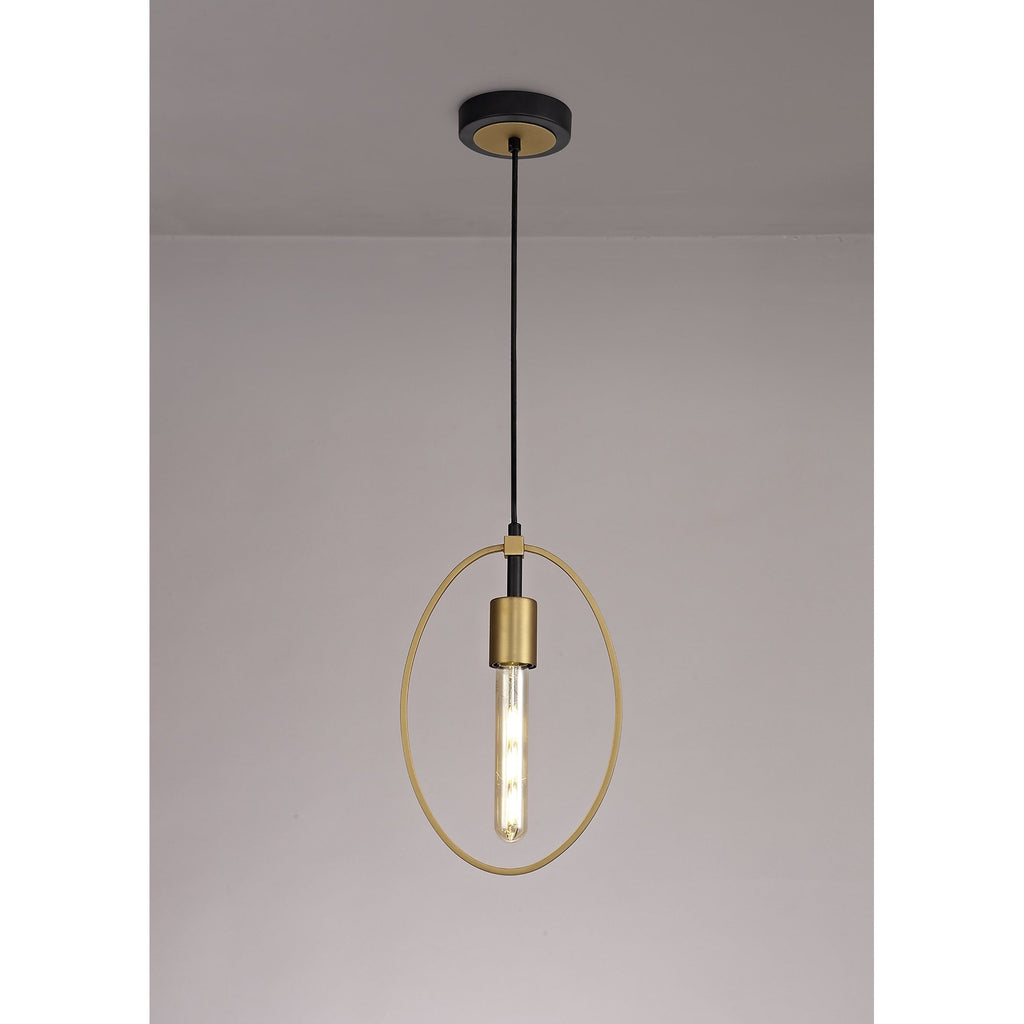 NL74109 Hava Single Small Circle Pendant Sand Gold/Matt Black