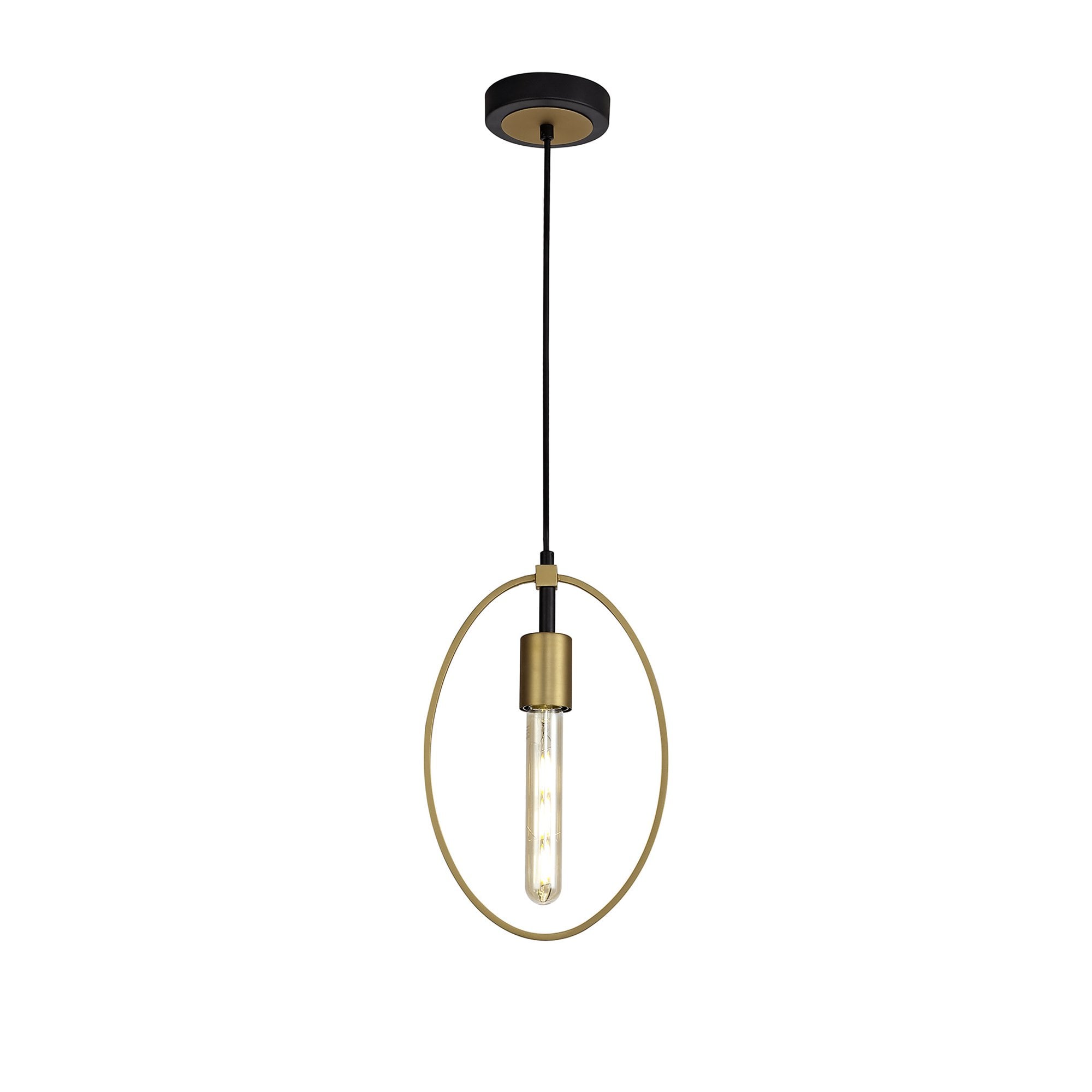 NL74109 Hava Single Small Circle Pendant Sand Gold/Matt Black
