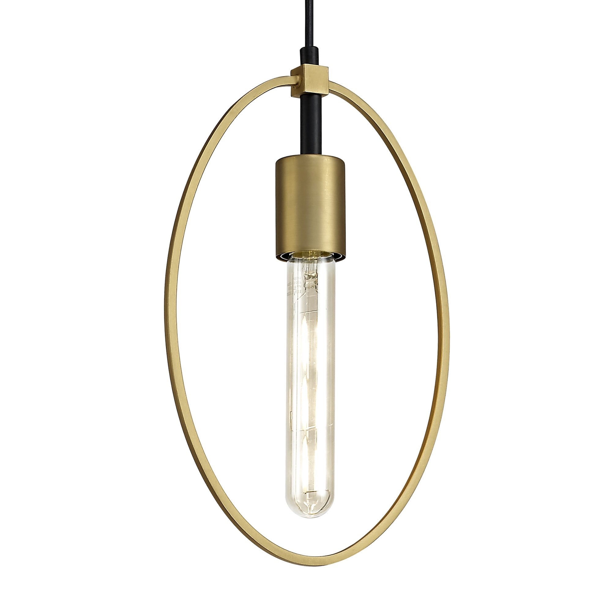 NL74109 Hava Single Small Circle Pendant Sand Gold/Matt Black