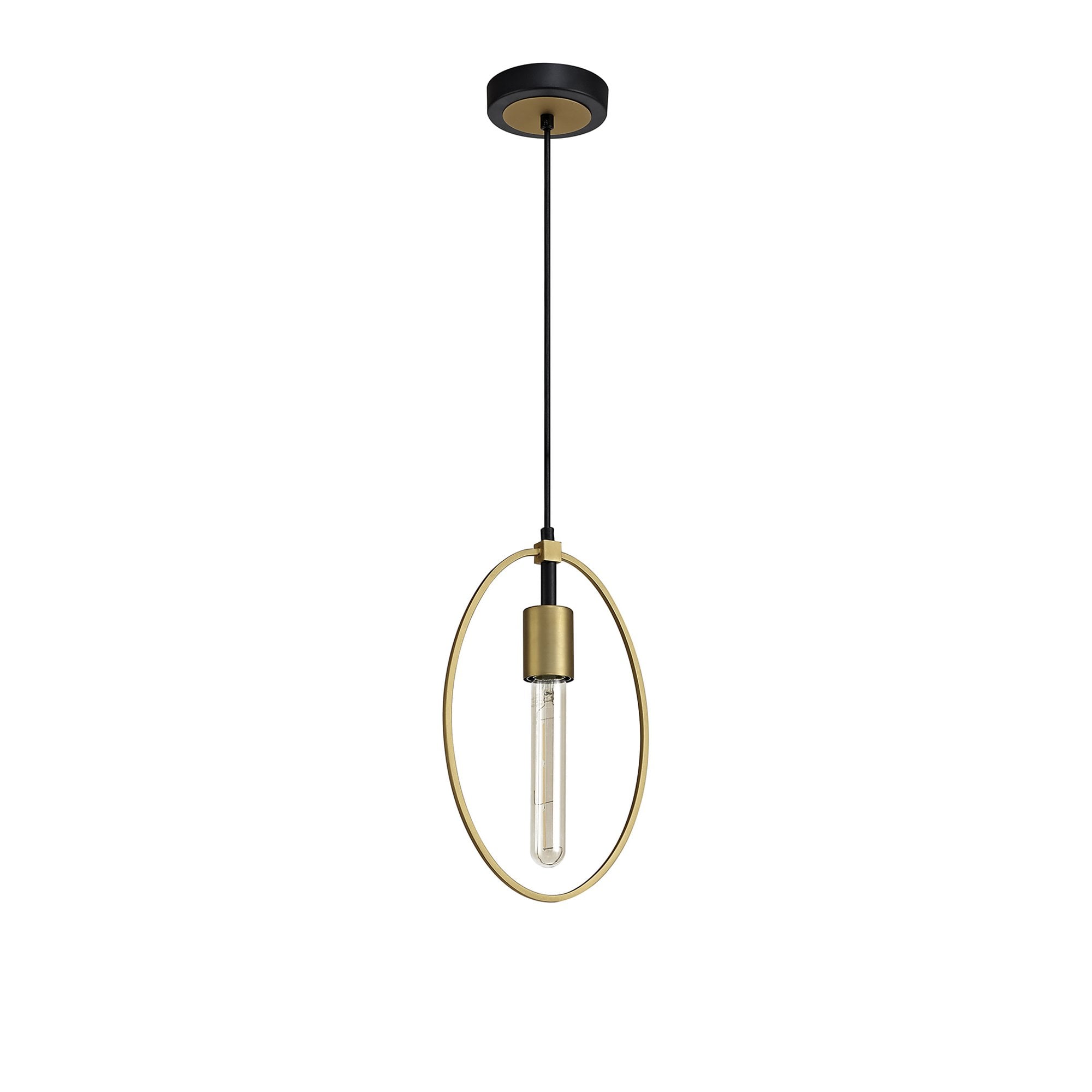 NL74109 Hava Single Small Circle Pendant Sand Gold/Matt Black