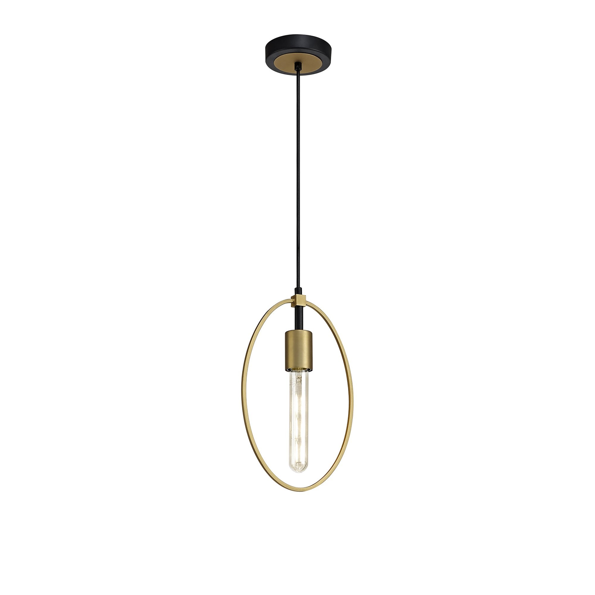 NL74109 Hava Single Small Circle Pendant Sand Gold/Matt Black