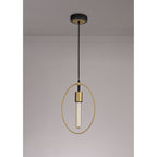 NL74109 Hava Single Small Circle Pendant Sand Gold/Matt Black