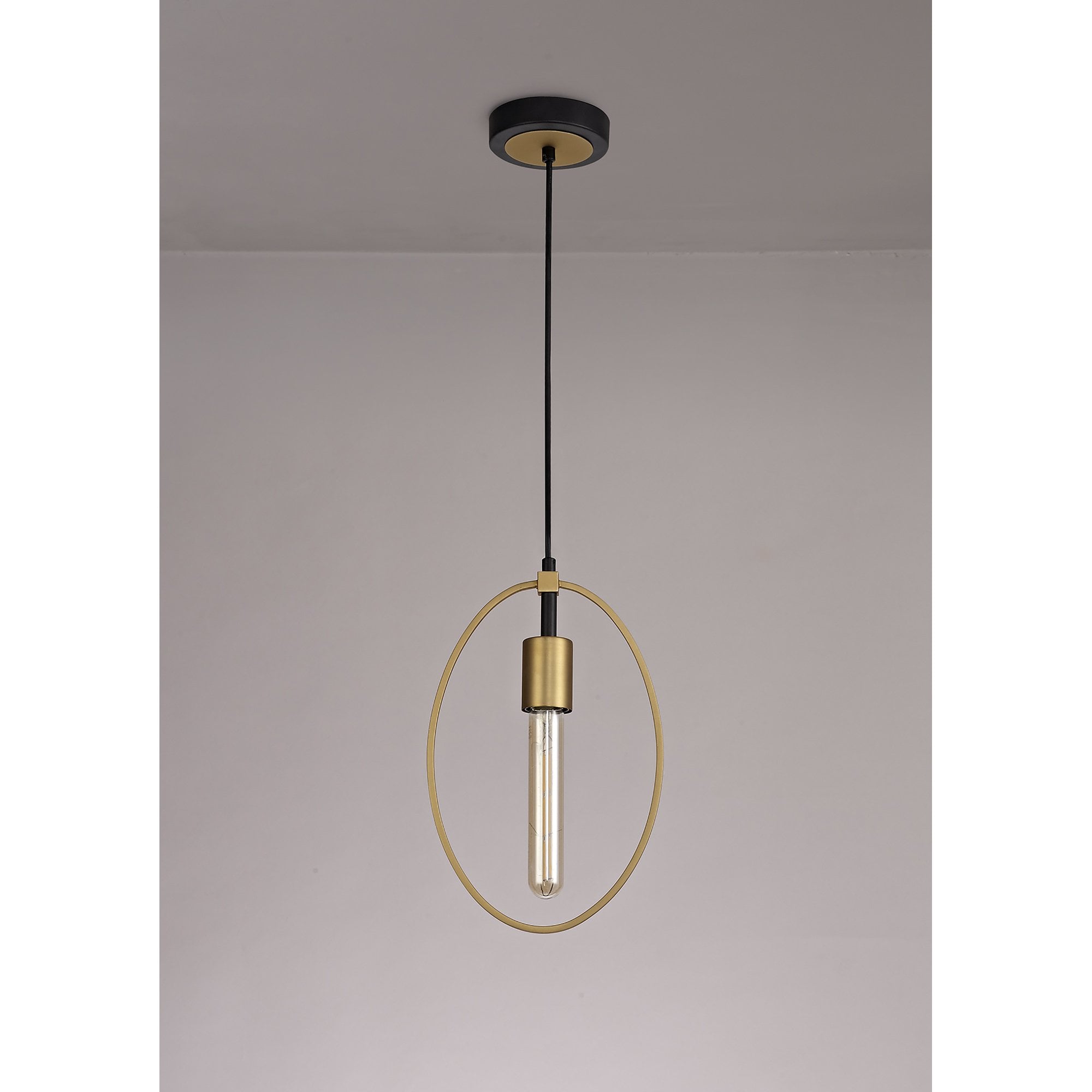 NL74109 Hava Single Small Circle Pendant Sand Gold/Matt Black