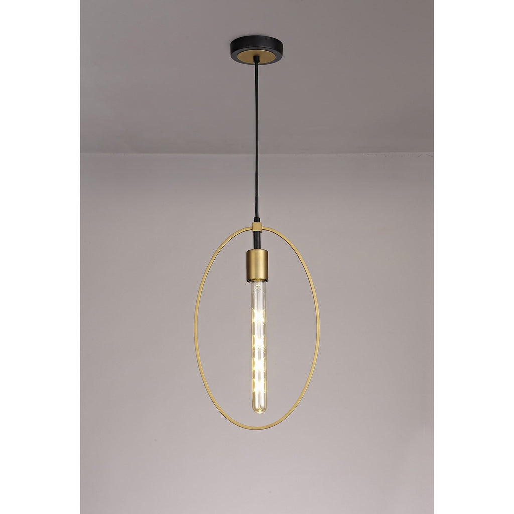 NL74119 Hava Single Large Circle Pendant Sand Gold/Matt Black