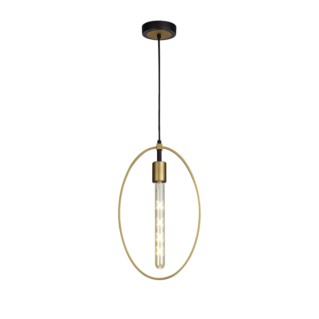 NL74119 Hava Single Large Circle Pendant Sand Gold/Matt Black