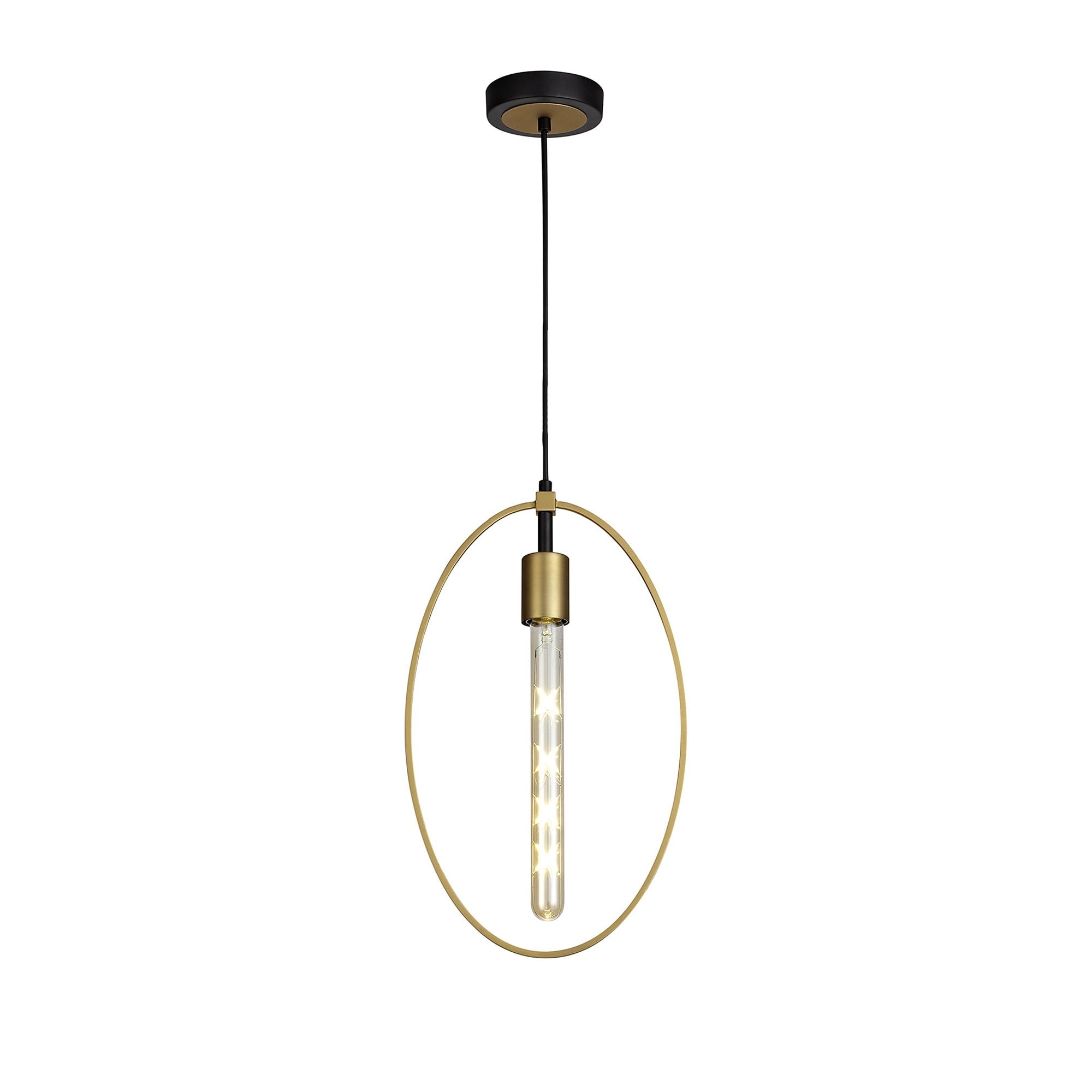 NL74119 Hava Single Large Circle Pendant Sand Gold/Matt Black