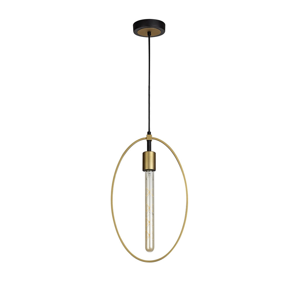 NL74119 Hava Single Large Circle Pendant Sand Gold/Matt Black