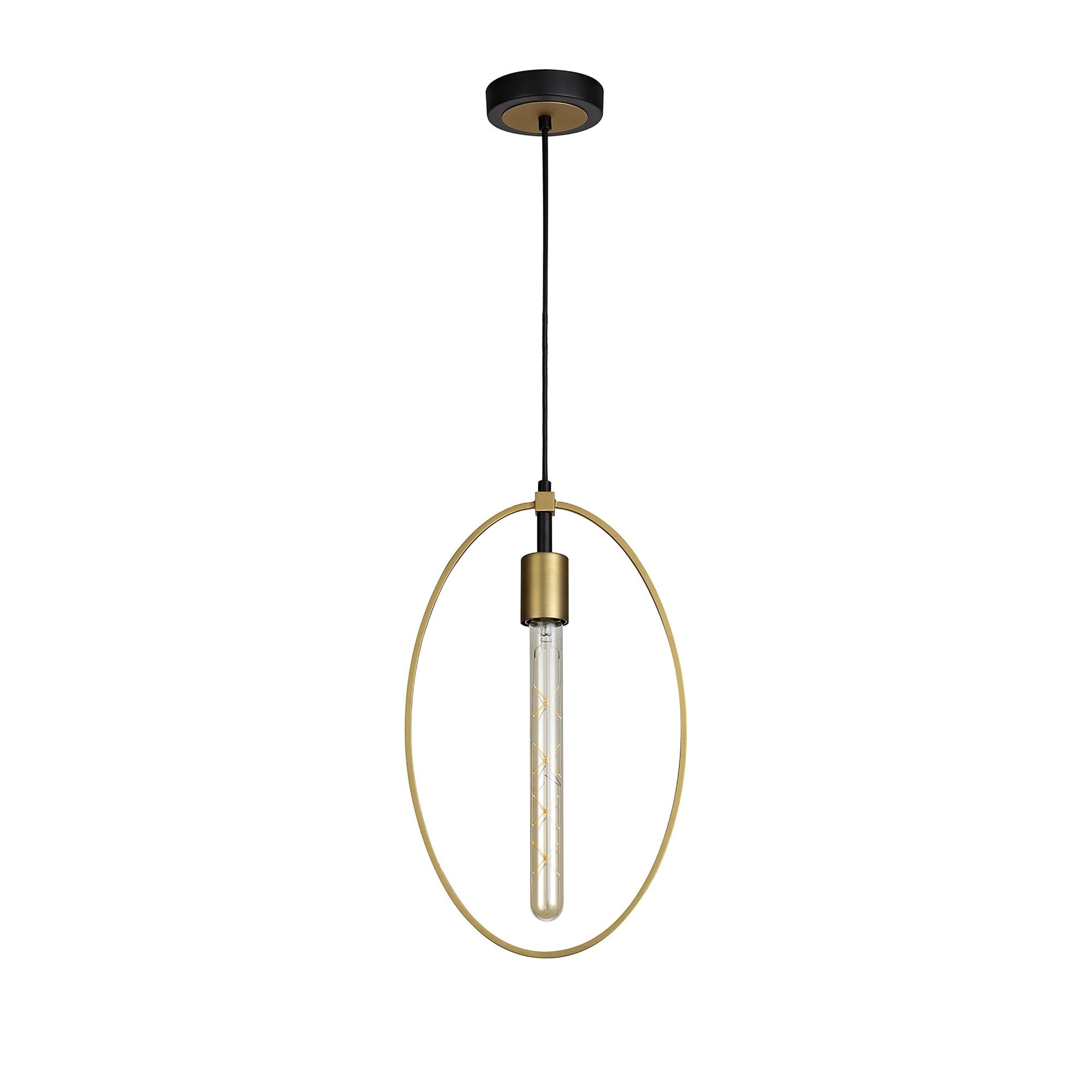 NL74119 Hava Single Large Circle Pendant Sand Gold/Matt Black