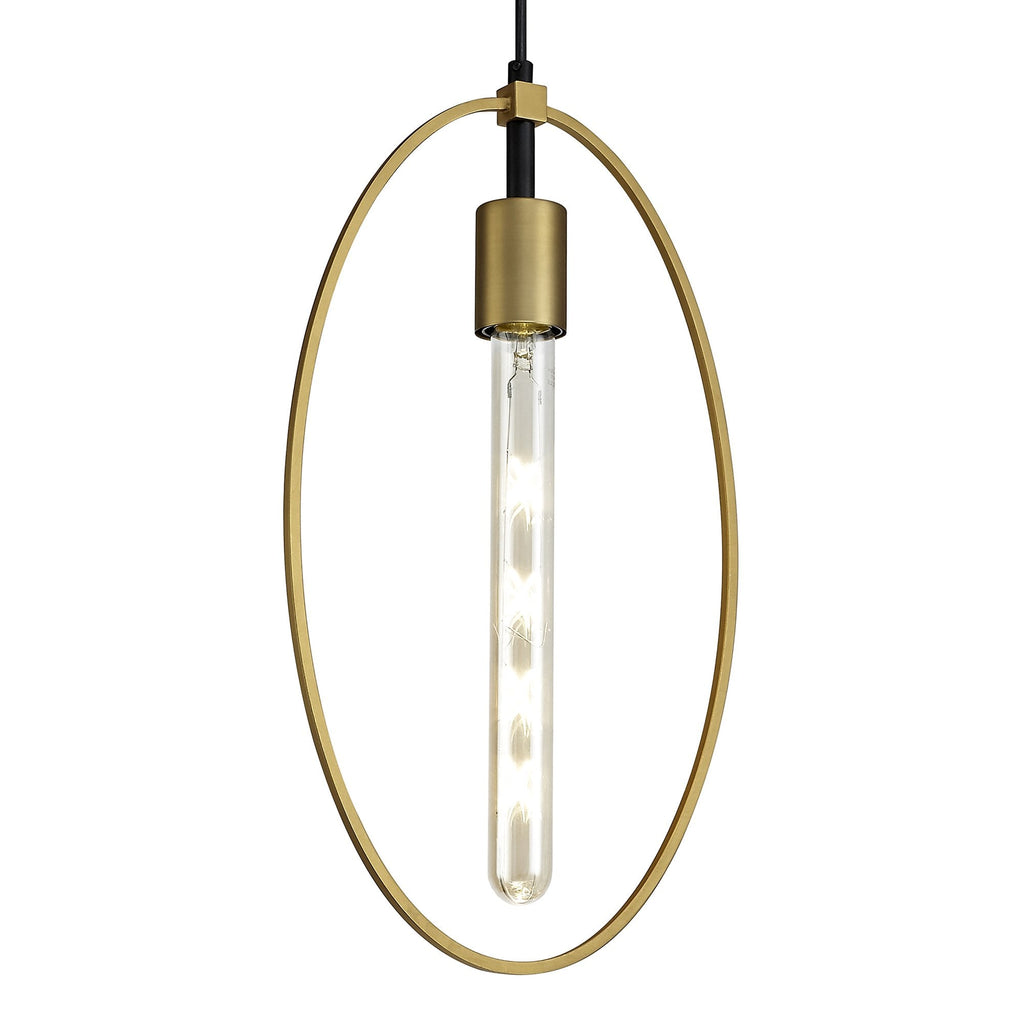 NL74119 Hava Single Large Circle Pendant Sand Gold/Matt Black