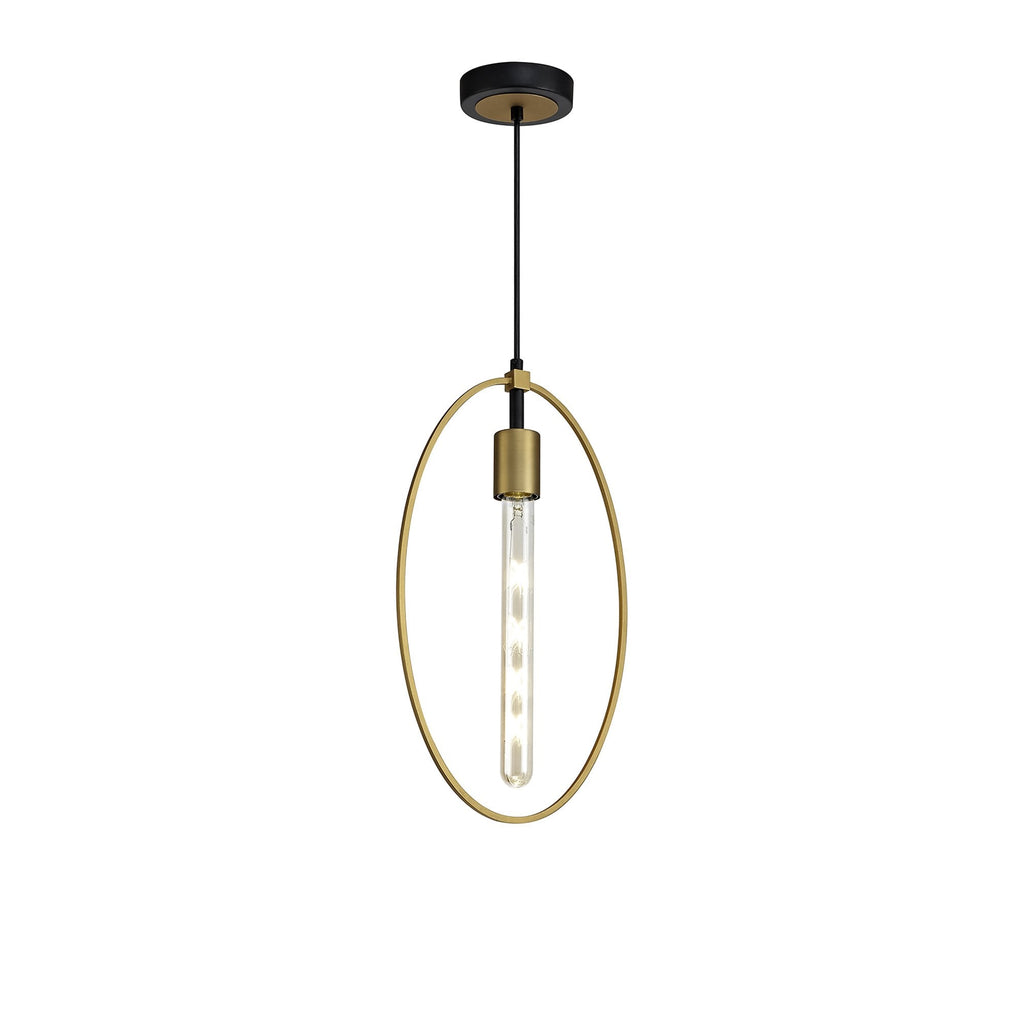 NL74119 Hava Single Large Circle Pendant Sand Gold/Matt Black