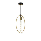 NL74119 Hava Single Large Circle Pendant Sand Gold/Matt Black