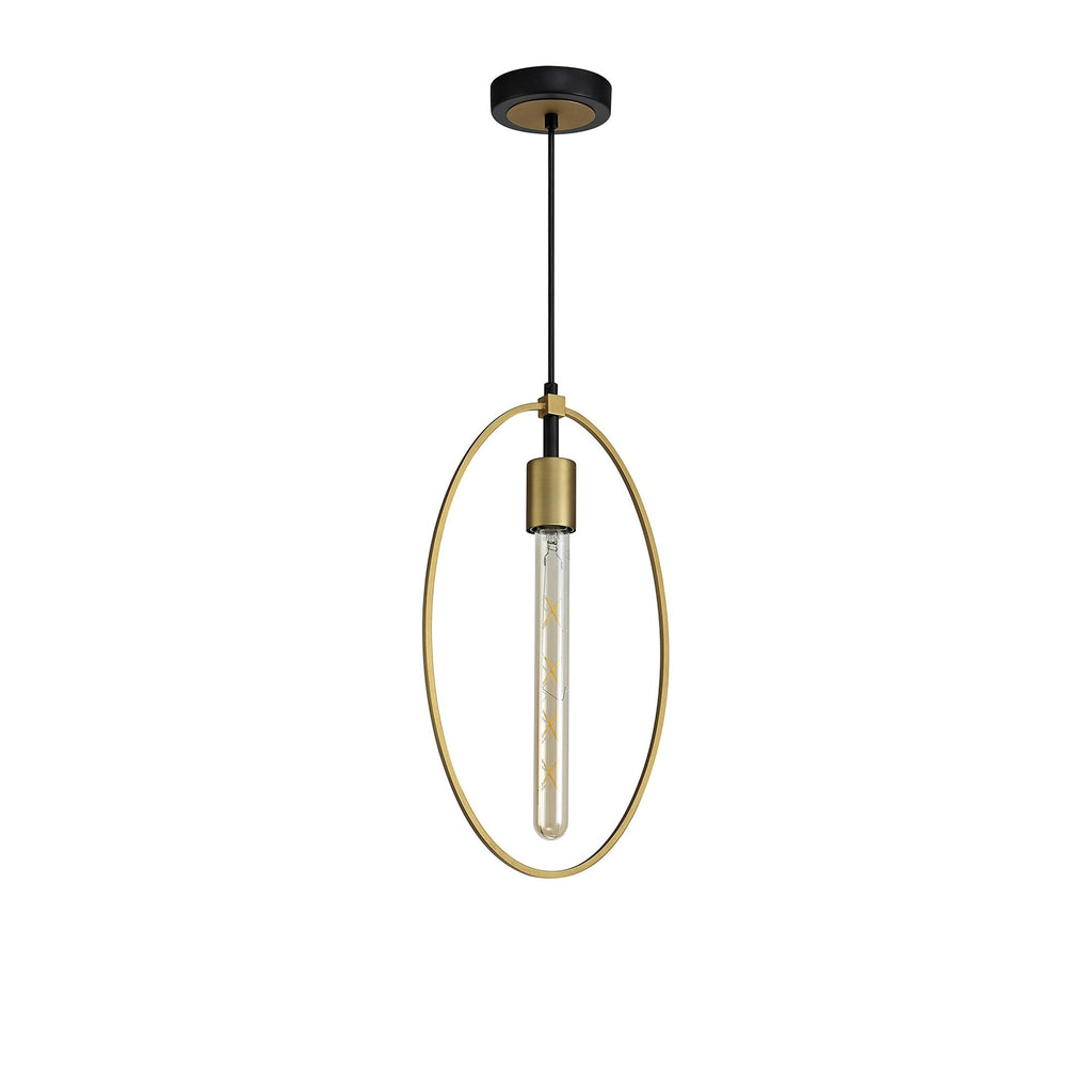 NL74119 Hava Single Large Circle Pendant Sand Gold/Matt Black