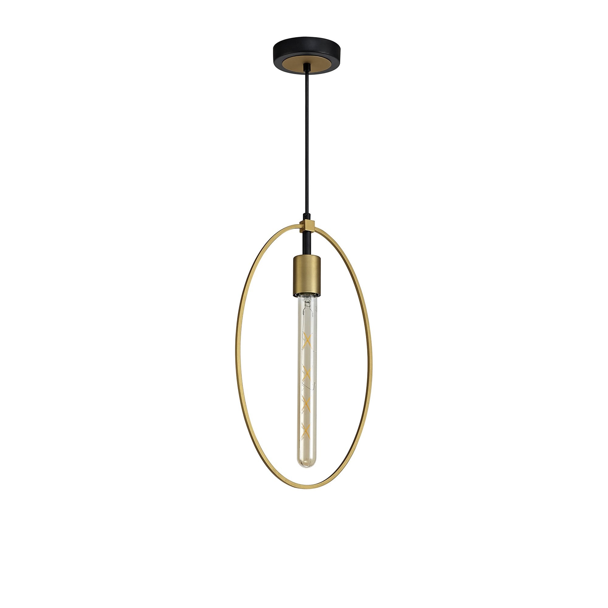 NL74119 Hava Single Large Circle Pendant Sand Gold/Matt Black
