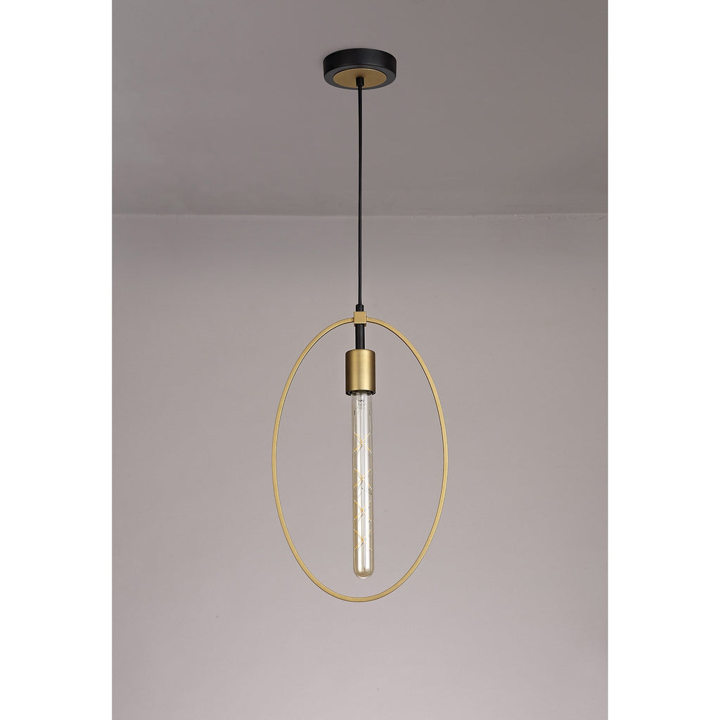 NL74119 Hava Single Large Circle Pendant Sand Gold/Matt Black
