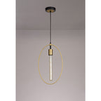 NL74119 Hava Single Large Circle Pendant Sand Gold/Matt Black