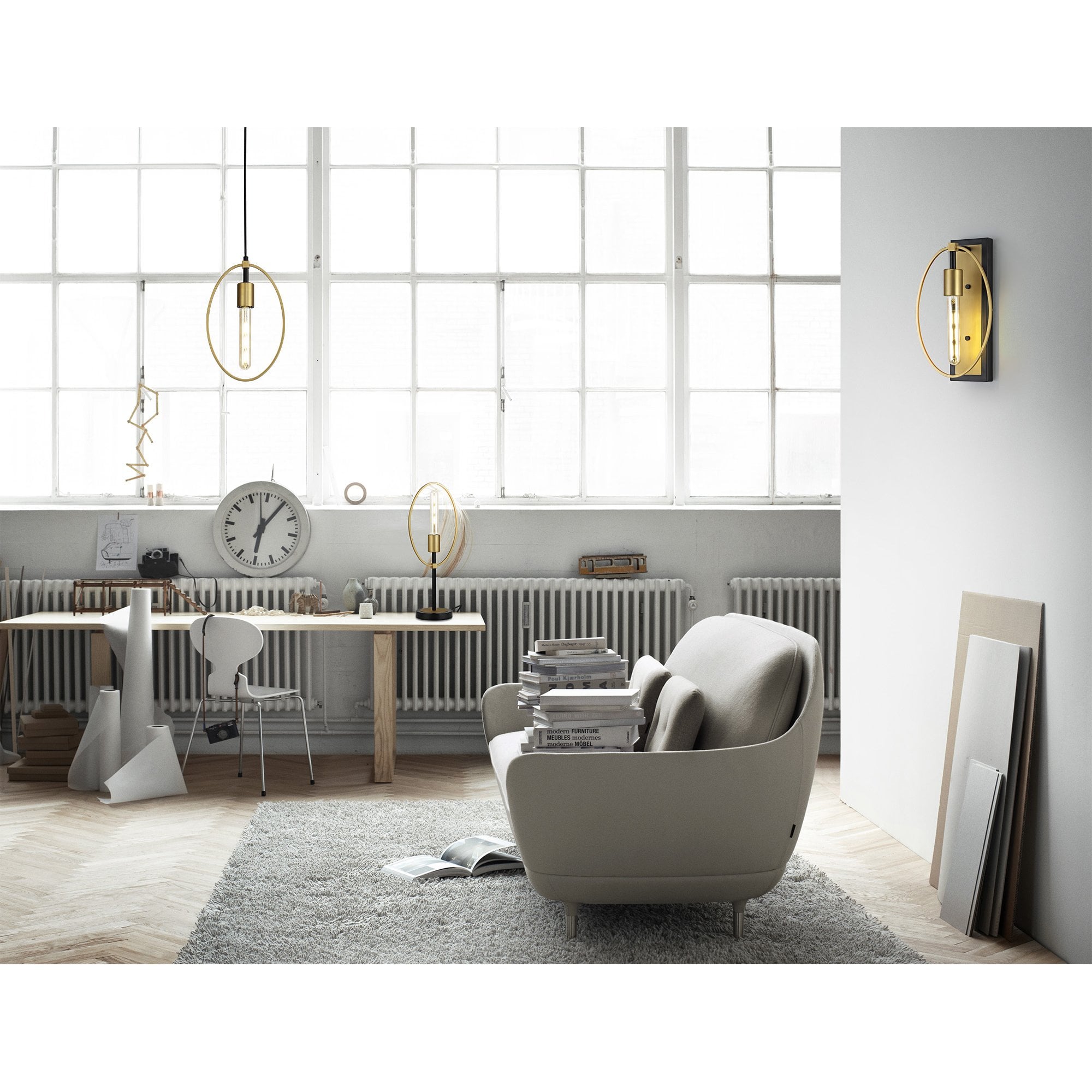 NL74129 Hava Wall Lamp 1 Light Sand Gold/Matt Black