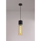 NL74049 Hedro Single Tube Pendant 1 Light Black/Amber Glass