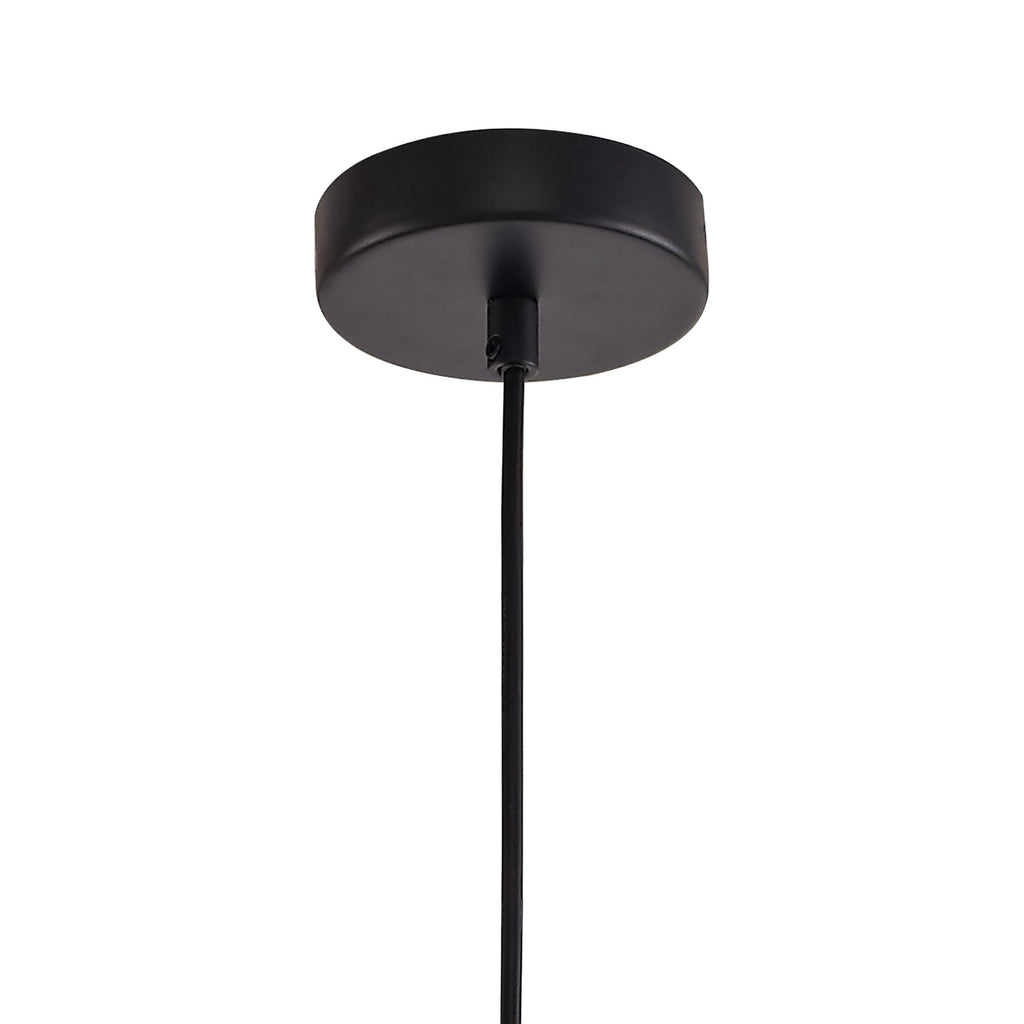 NL74049 Hedro Single Tube Pendant 1 Light Black/Amber Glass