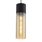 NL74049 Hedro Single Tube Pendant 1 Light Black/Amber Glass