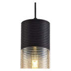 NL74049 Hedro Single Tube Pendant 1 Light Black/Amber Glass