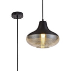 NL74059 Hedro Single Vase Pendant 1 Light Black/Amber Glass