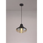 NL74059 Hedro Single Vase Pendant 1 Light Black/Amber Glass