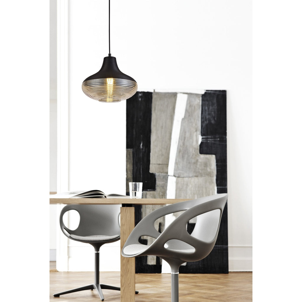 NL74059 Hedro Single Vase Pendant 1 Light Black/Amber Glass