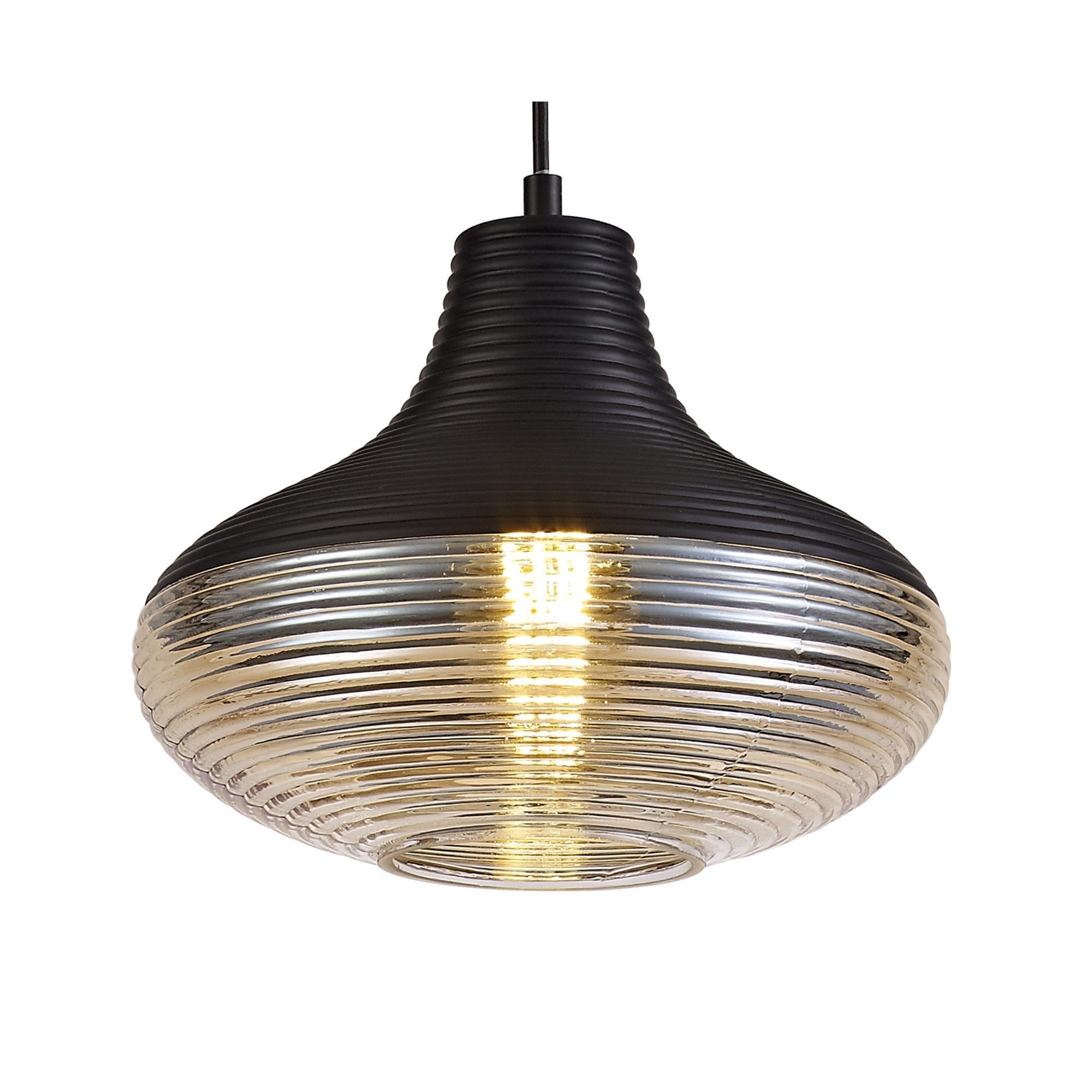 NL74059 Hedro Single Vase Pendant 1 Light Black/Amber Glass