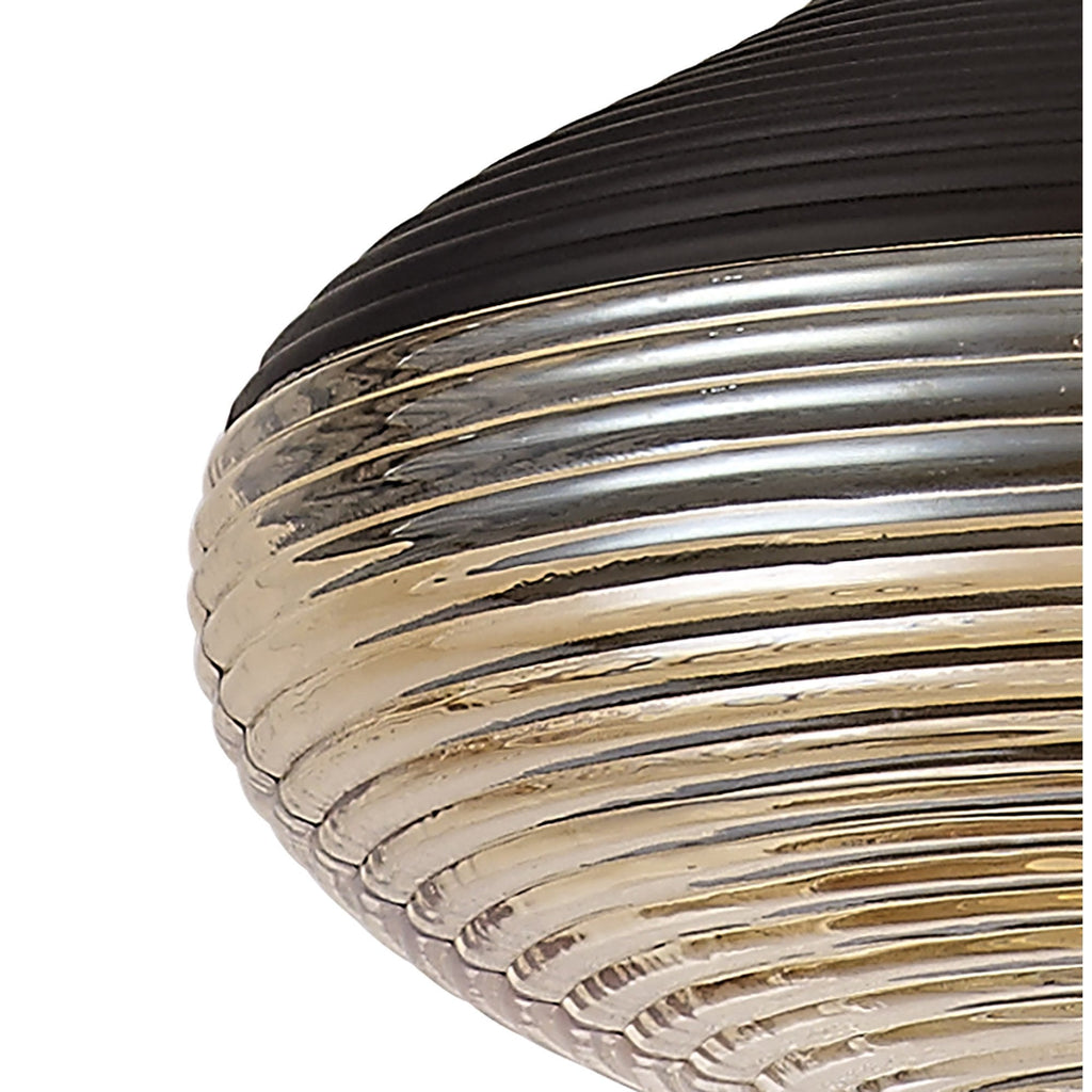 NL74059 Hedro Single Vase Pendant 1 Light Black/Amber Glass