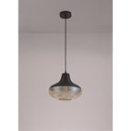 NL74059 Hedro Single Vase Pendant 1 Light Black/Amber Glass