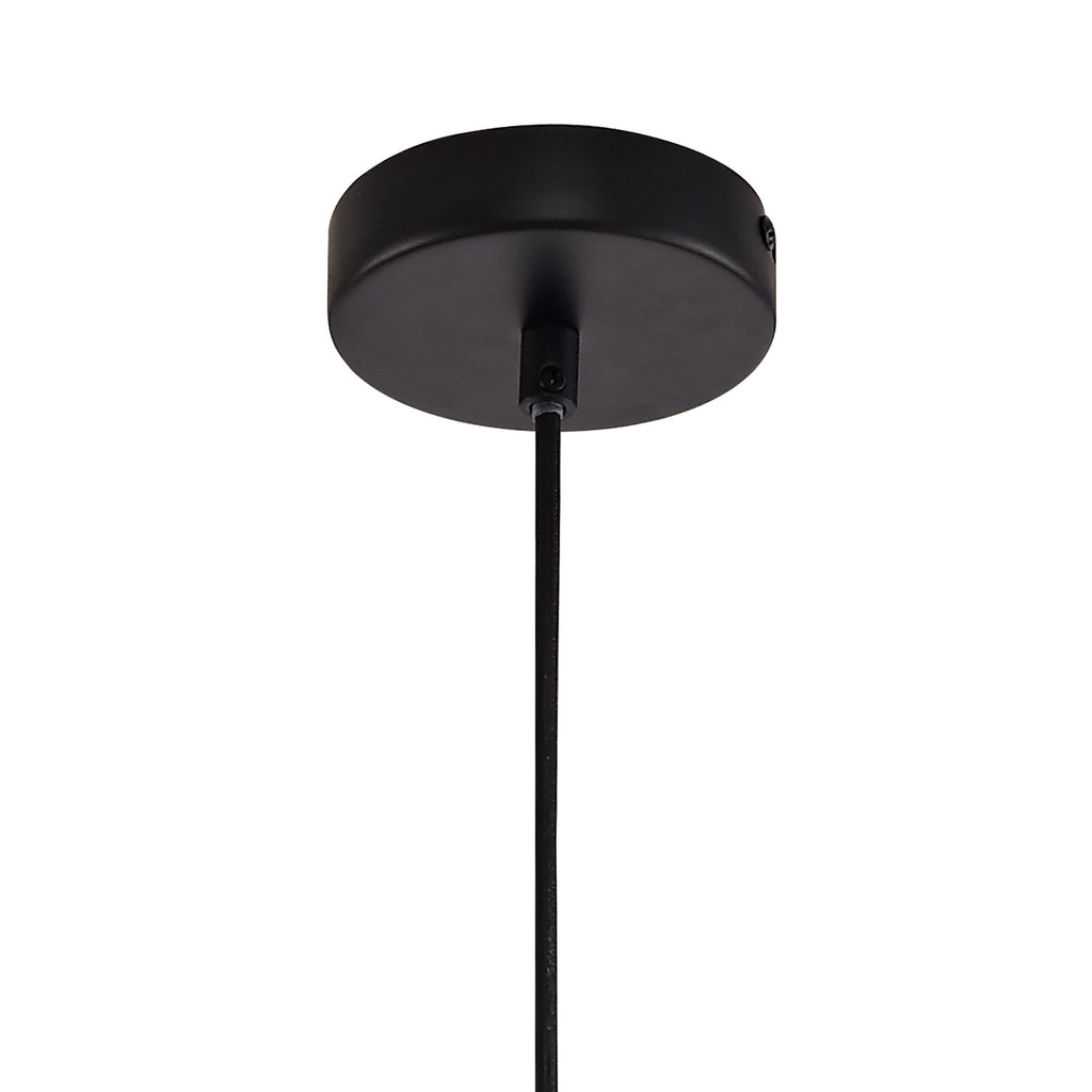 NL74069 Hedro Single Cone Pendant 1 Light Black/Amber Glass