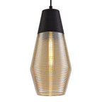 NL74069 Hedro Single Cone Pendant 1 Light Black/Amber Glass