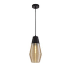 NL74069 Hedro Single Cone Pendant 1 Light Black/Amber Glass